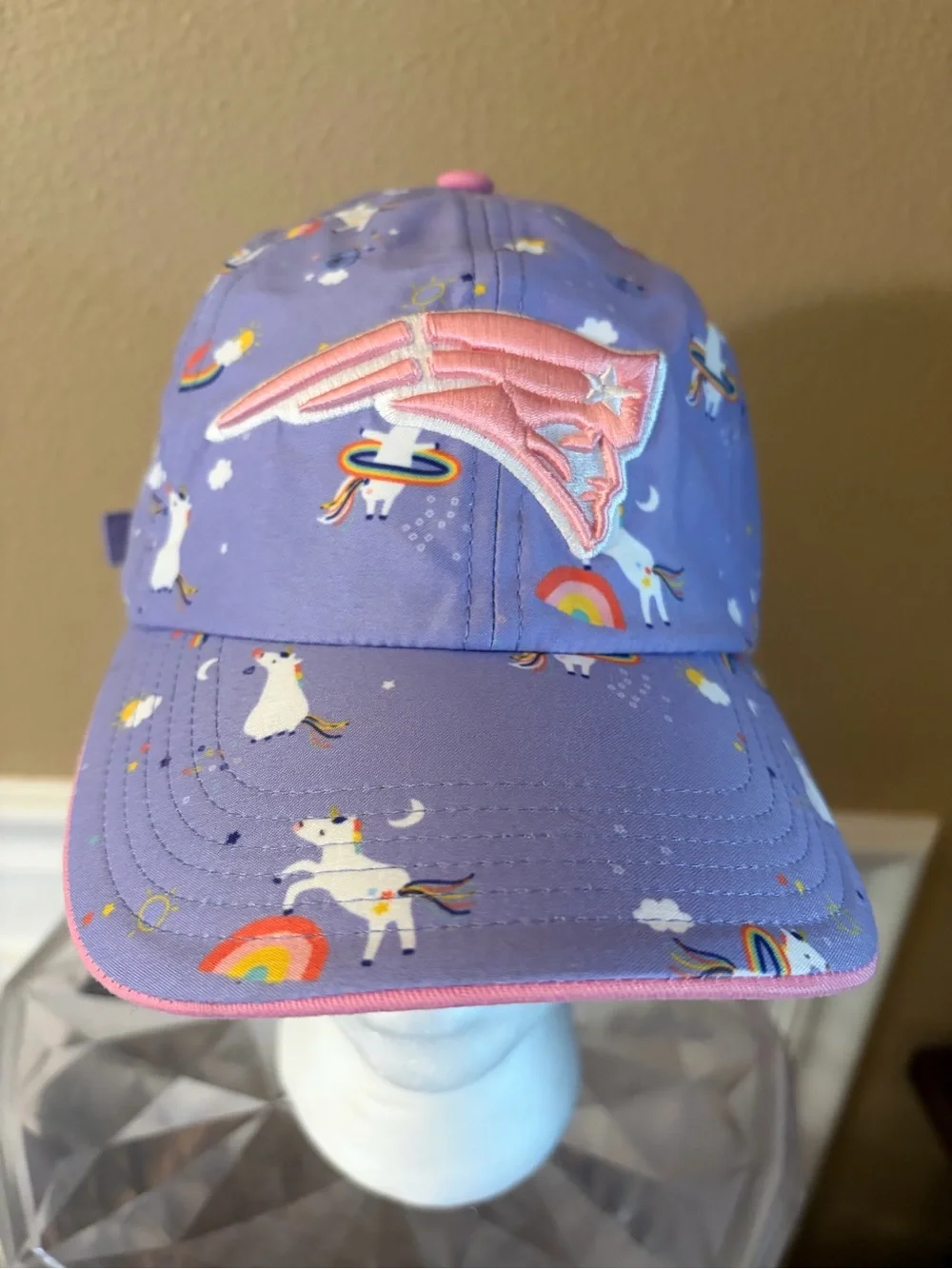 Girls 47 Embroidered England Patriots Purple Unicorn Hat Adjustable
